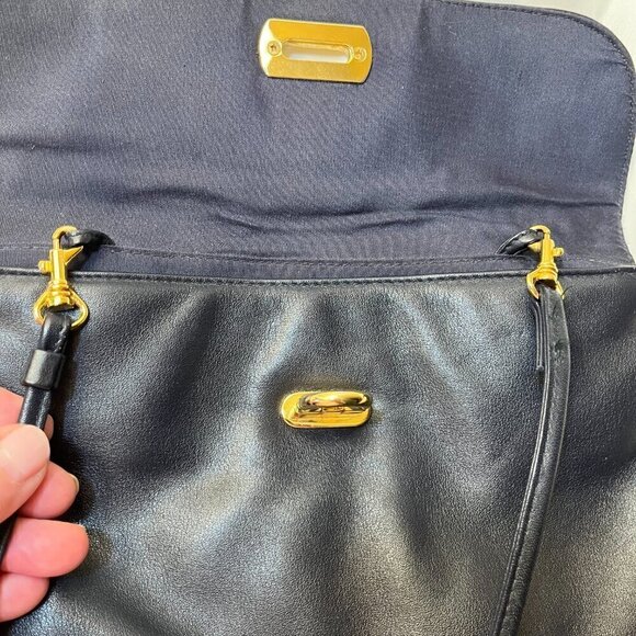 Bechamel  Clutch.& Shoulder &  Crossbody Black  Leather gold tone hardware - Picture 3 of 10